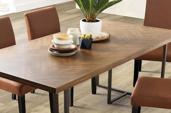 classy luxury vinyl plank flooring in a minimalist dining room
